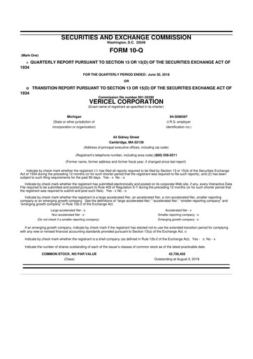 Thumbnail Vericel
 10-Q Quarterly Report FY2018 