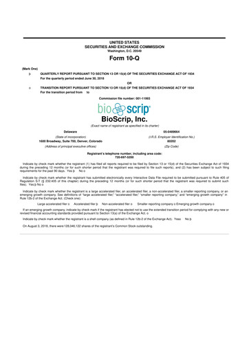 Thumbnail Option Care Health 10-Q Quarterly Report FY2018 