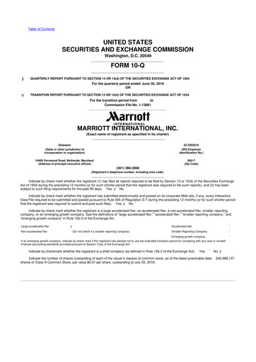 Vorschaubild Marriott International 10-Q Quartalsbericht 2018 