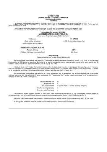 Thumbnail Accelerate Diagnostics 10-Q Quarterly Report FY2018 