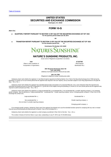 Thumbnail Nature's Sunshine Products 10-Q Quarterly Report FY2018 