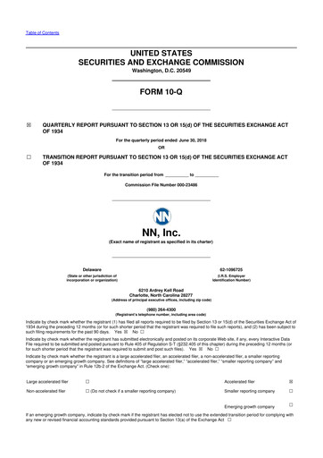 Thumbnail NN, Inc.
 10-Q Quarterly Report FY 