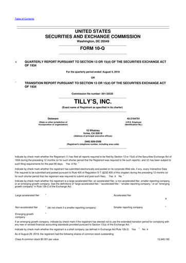 Thumbnail Tillys
 10-Q Quarterly Report FY2018 