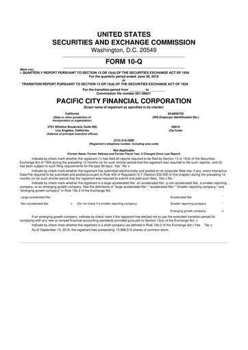 Vorschaubild PCB Bancorp 10-Q Quartalsbericht 2018 