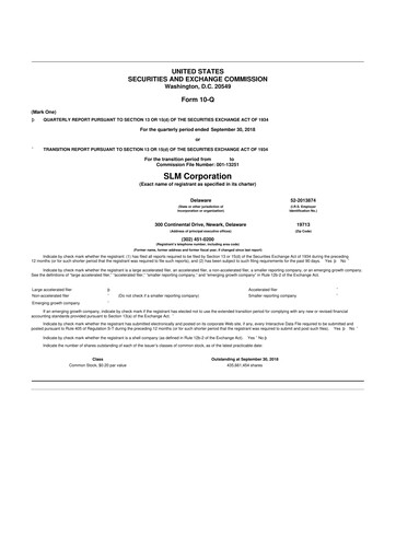 Thumbnail SLM Corporation (Sallie Mae) 10-Q Quarterly Report FY2018 