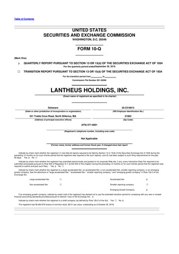 Thumbnail Lantheus Holdings 10-Q Quarterly Report FY2018 