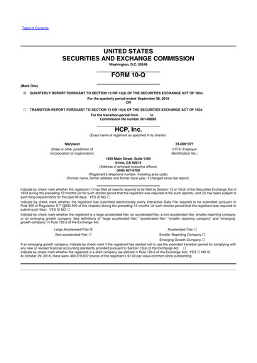 Thumbnail Healthpeak Properties
 10-Q Quarterly Report FY2018 