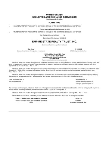 Thumbnail Empire State Realty Trust
 10-Q Quarterly Report FY2018 