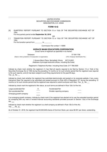 Vorschaubild Horace Mann Educators 10-Q Quartalsbericht 2018 