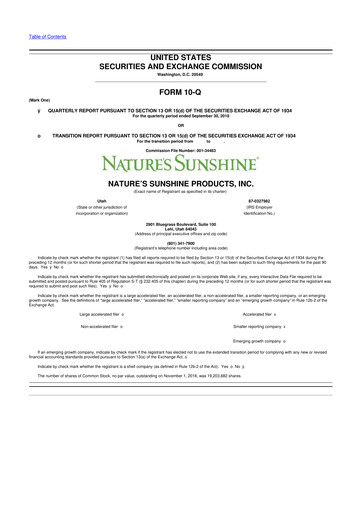 Thumbnail Nature's Sunshine Products 10-Q Quarterly Report FY2018 