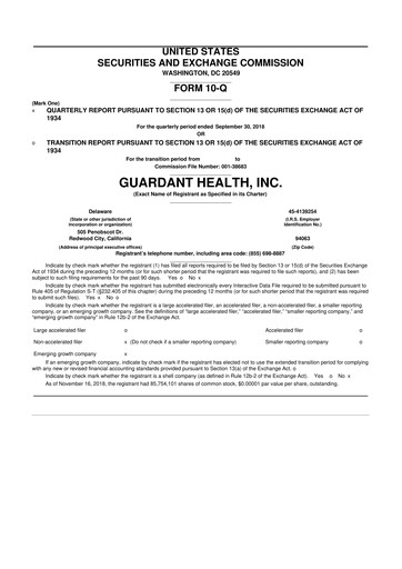 Thumbnail Guardant Health
 10-Q Quarterly Report FY2018 