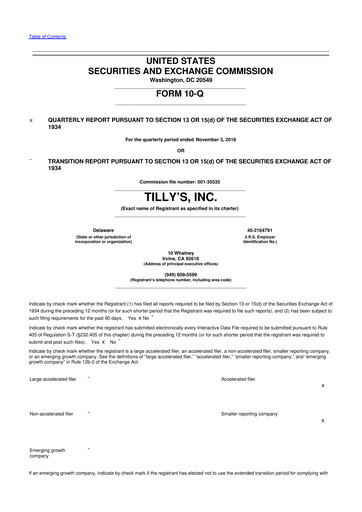 Thumbnail Tillys
 10-Q Quarterly Report FY2018 