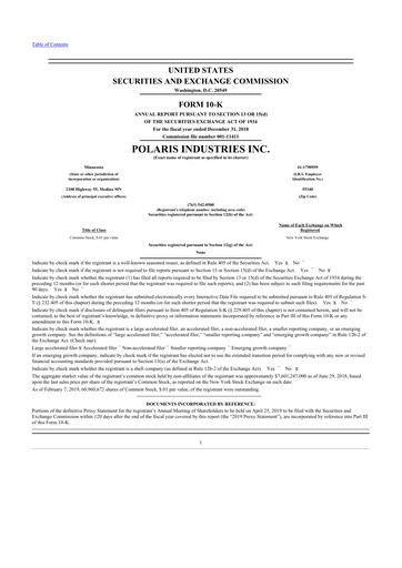 Thumbnail Polaris 10-K Annual Report 2018