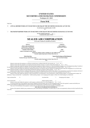 Thumbnail Sealed Air
 10-K Annual Report 2018