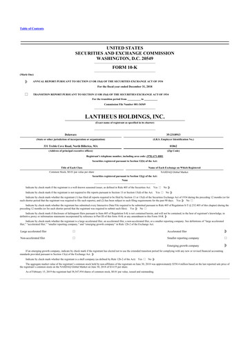 Thumbnail Lantheus Holdings 10-K Annual Report 2018