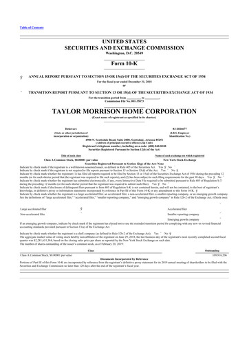 Thumbnail Taylor Morrison
 10-K Annual Report 2018