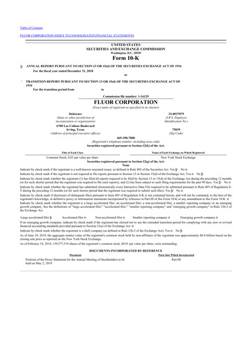 Thumbnail Fluor Corporation
 10-K Annual Report 2018