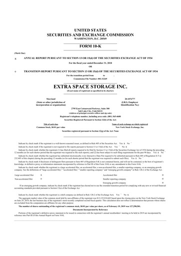 Thumbnail Extra Space Storage
 10-K Annual Report 2018