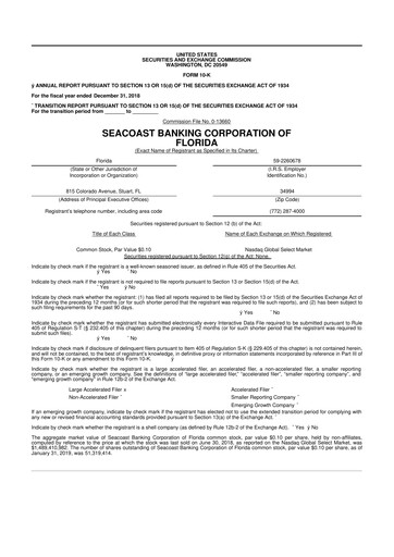 Thumbnail Seacoast Banking 10-K Annual Report 2018