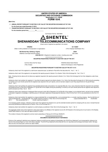 Thumbnail Shentel 10-K Annual Report 2018