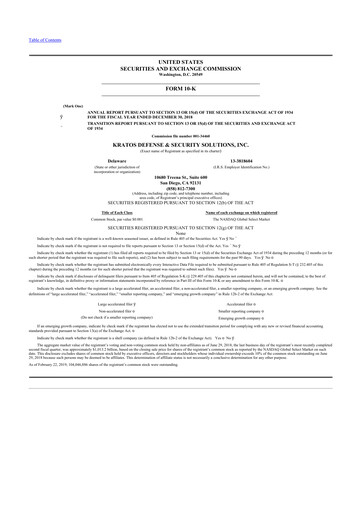 Thumbnail Kratos Defense & Security Solutions 10-K Annual Report 2018
