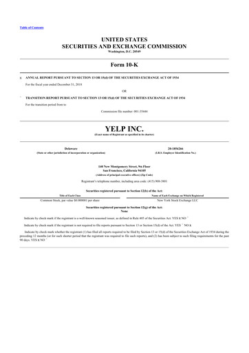 Thumbnail Yelp 10-K Annual Report 2018