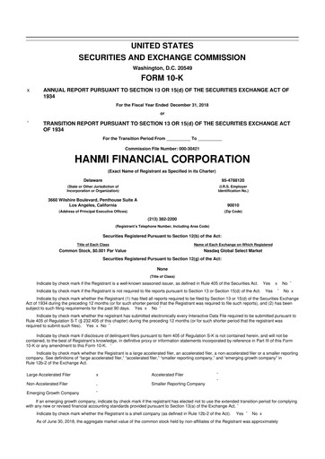 Thumbnail Hanmi Financial 10-K Annual Report 2018