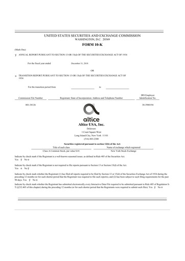 Thumbnail Altice USA
 10-K Annual Report 2018