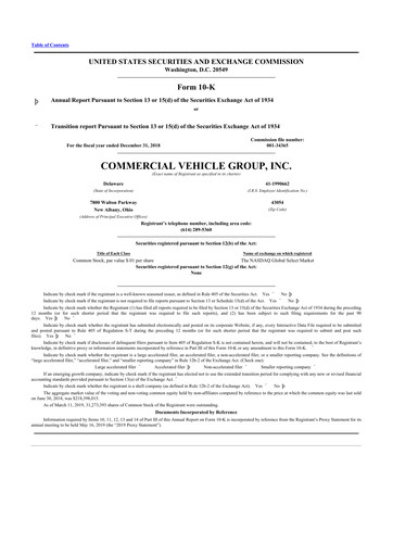 Thumbnail Commercial Vehicle Group (CVG) 10-K Annual Report 2018