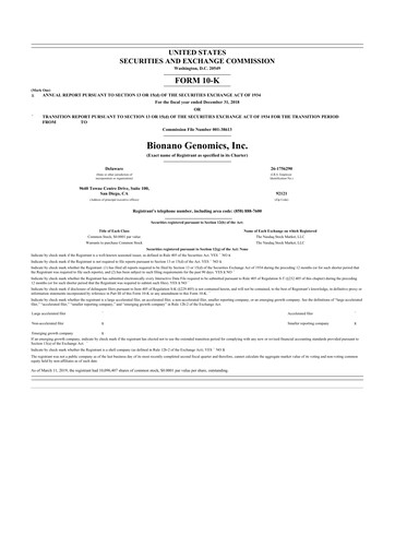 Thumbnail Bionano Genomics
 10-K Annual Report 2018