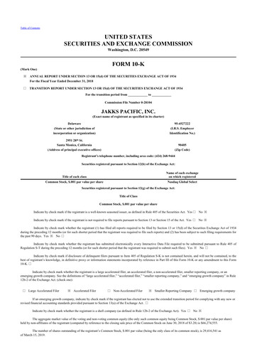 Thumbnail Jakks Pacific
 10-K Annual Report 2018