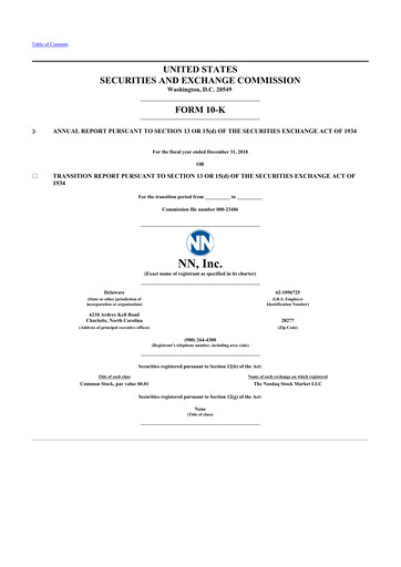 Vorschaubild NN, Inc.
 10-K Jahresbericht 2018