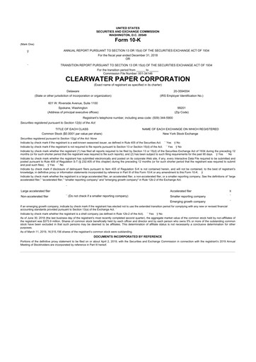 Thumbnail Clearwater Paper 10-K Annual Report 2018