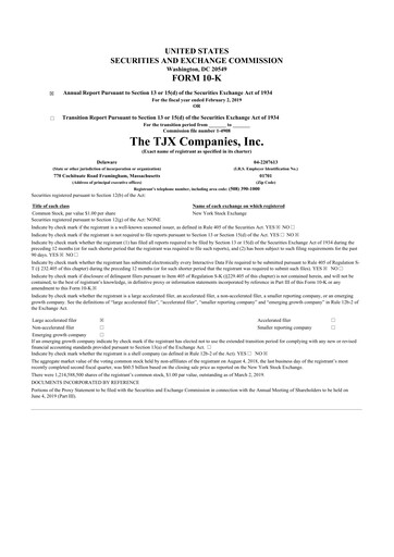 Thumbnail TJX Companies 10-K Annual Report 2019