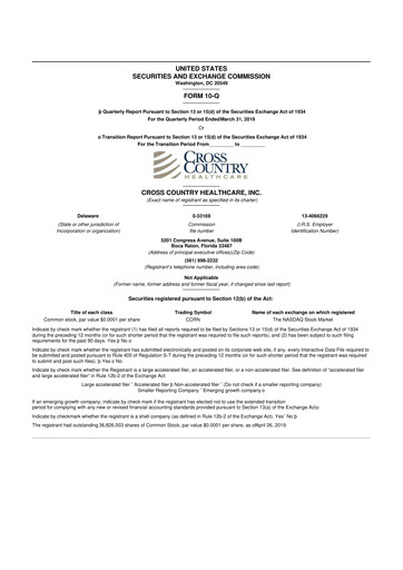 Vorschaubild Cross Country Healthcare 10-Q Quartalsbericht 2019 