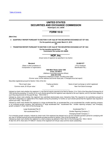 Thumbnail Healthpeak Properties
 10-Q Quarterly Report FY2019 