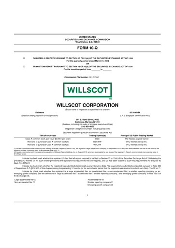Miniature WillScot 10-Q Rapport trimestriel 2019 