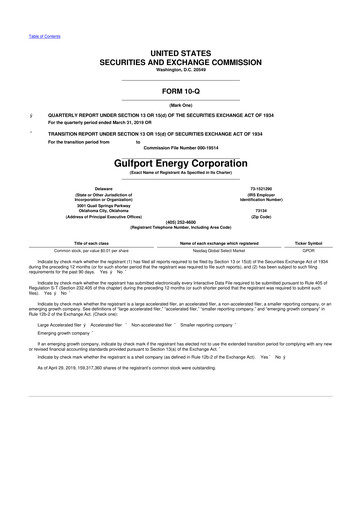 Thumbnail Gulfport Energy 10-Q Quarterly Report FY2019 