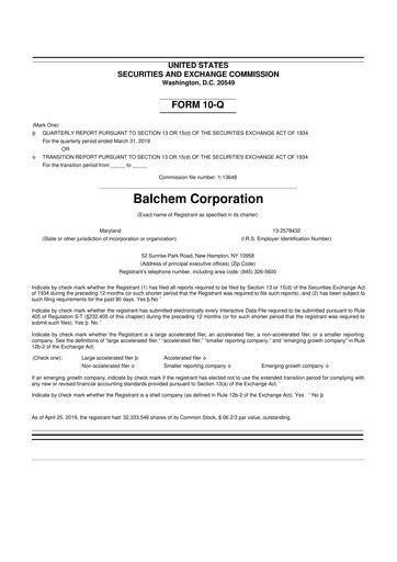 Thumbnail Balchem 10-Q Quarterly Report FY2019 