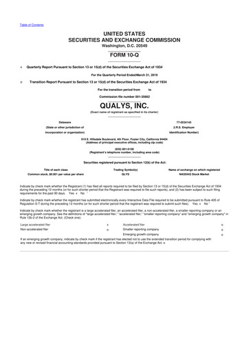 Thumbnail Qualys 10-Q Quarterly Report FY2019 