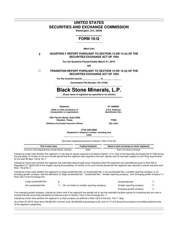 Thumbnail Black Stone Minerals
 10-Q Quarterly Report FY2019 