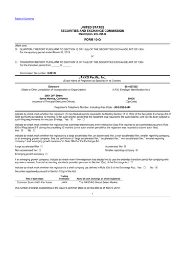 Thumbnail Jakks Pacific
 10-Q Quarterly Report FY 