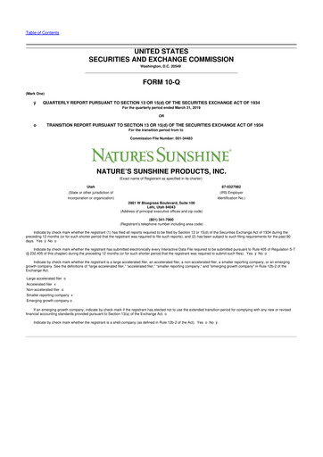 Thumbnail Nature's Sunshine Products 10-Q Quarterly Report FY2019 