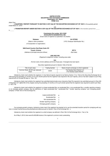 Thumbnail Accelerate Diagnostics 10-Q Quarterly Report FY2019 
