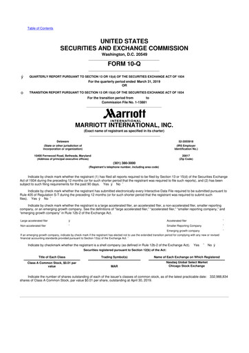 Vorschaubild Marriott International 10-Q Quartalsbericht 2019 