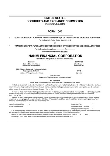 Thumbnail Hanmi Financial 10-Q Quarterly Report FY2019 