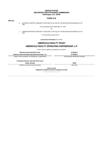 Thumbnail Americold 10-Q Quarterly Report FY 