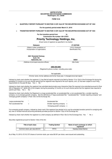Thumbnail Priority Technology Holdings
 10-Q Quarterly Report FY43555 