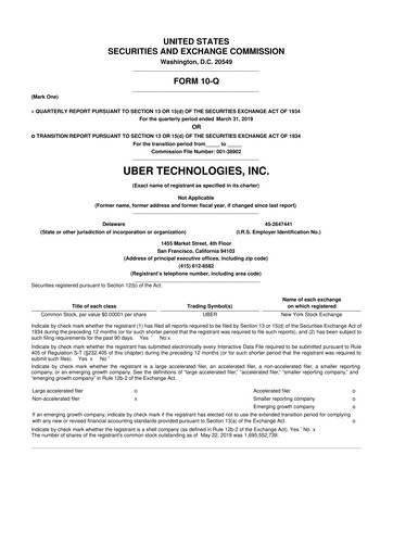 Thumbnail Uber 10-Q Quarterly Report FY2019 