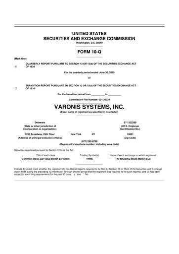 Vorschaubild Varonis Systems 10-Q Quartalsbericht 2019 